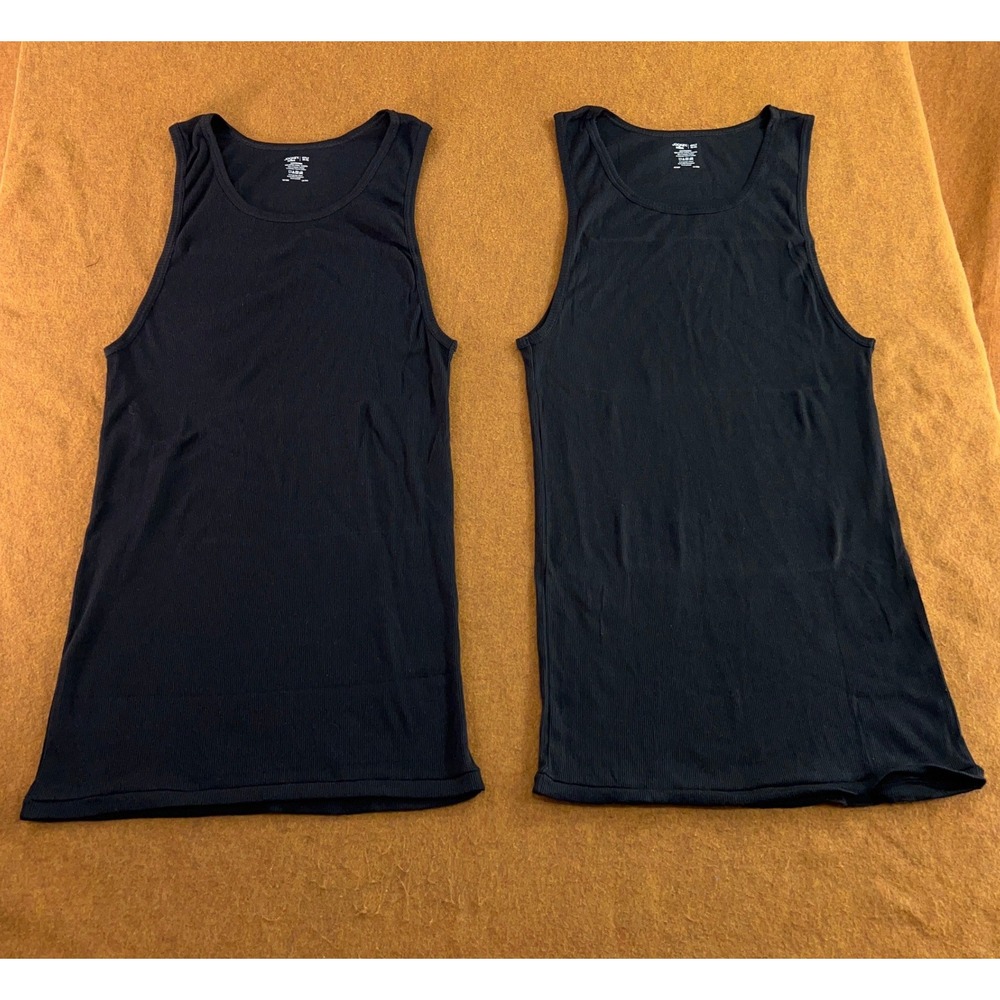 Jockey Mens 4XLT Black Ribbed Cotton StayNew Tank Tops 2 Pack New